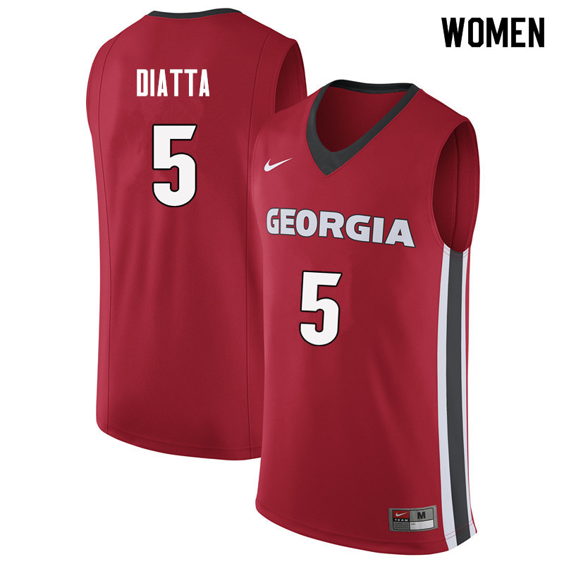 Women #5 Pape Diatta Georgia Bulldogs College Basketball Jerseys Sale-Red - Click Image to Close